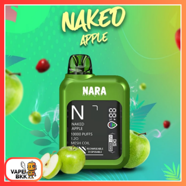 CKS NARA 10000 PUFFS 50 MG ชาร์จแบตได้ มีหน้าจอ Naked Apple แอปเปิ้ล