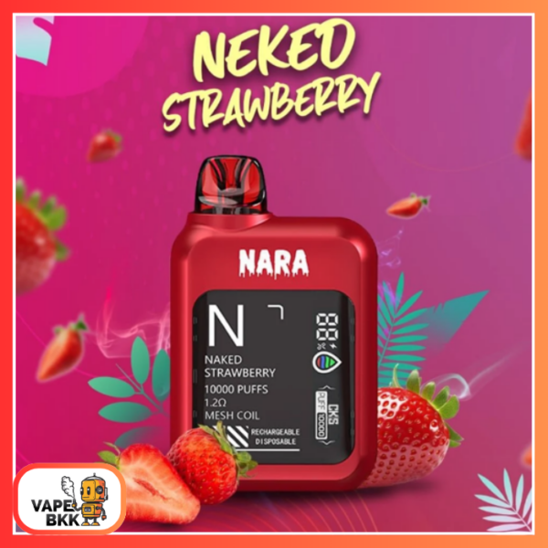 CKS NARA 10000 PUFFS 50 MG ชาร์จแบตได้ มีหน้าจอ Naked Strawberry สตอเบอรี่