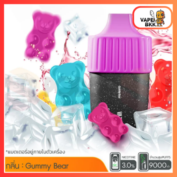 VAZER 9000 PUFFS ชาร์จแบตได้ Gummy Bear กัมมี่แบร์ 3%