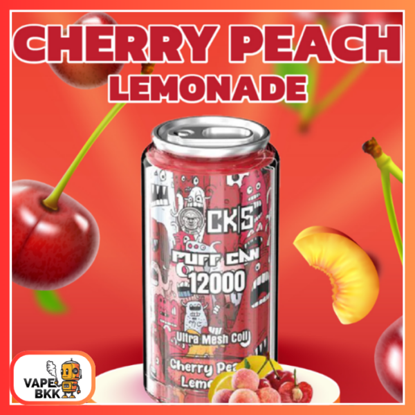 CKS CAN 12000 PUFFS 50 MG ชาร์จแบตได้ Cherry Peach Lemonade เชอรี่ พีช เลมอนเนด