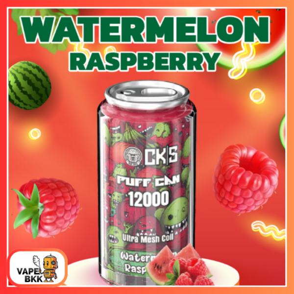 CKS CAN 12000 PUFFS 50 MG ชาร์จแบตได้ Watermelon Raspberry แตงโม ราสเบอรี่