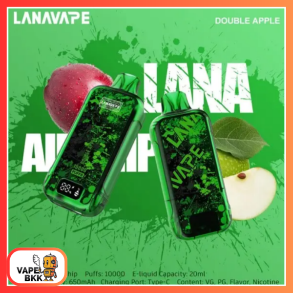 LANNA 10000 PUFFS มีหน้าจอ ชาร์จแบตได้ Double Apple แอปเปิ้ล